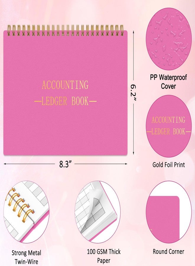 HAUTOCO Accounting Notebook A5 Small Business Horizontal Notebook Notebook Drain Tracking Notebook Household Budget Tracking Notebook Personal Finance Diary 8.3 x 6.2 inch Rose Pink - Image 2