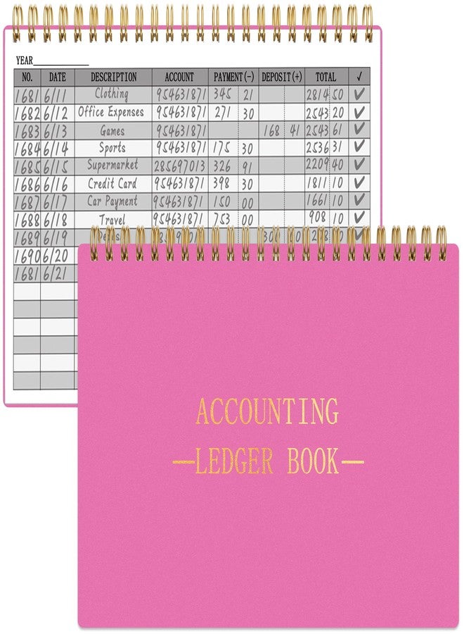 HAUTOCO Accounting Notebook A5 Small Business Horizontal Notebook Notebook Drain Tracking Notebook Household Budget Tracking Notebook Personal Finance Diary 8.3 x 6.2 inch Rose Pink - Image 1