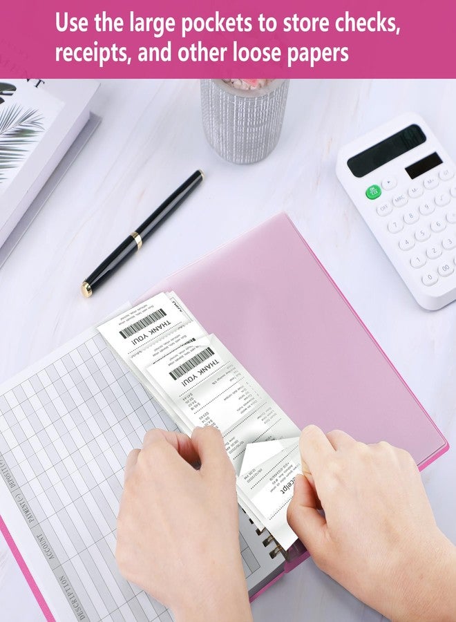 HAUTOCO Accounting Notebook A5 Small Business Horizontal Notebook Notebook Drain Tracking Notebook Household Budget Tracking Notebook Personal Finance Diary 8.3 x 6.2 inch Rose Pink - Image 5
