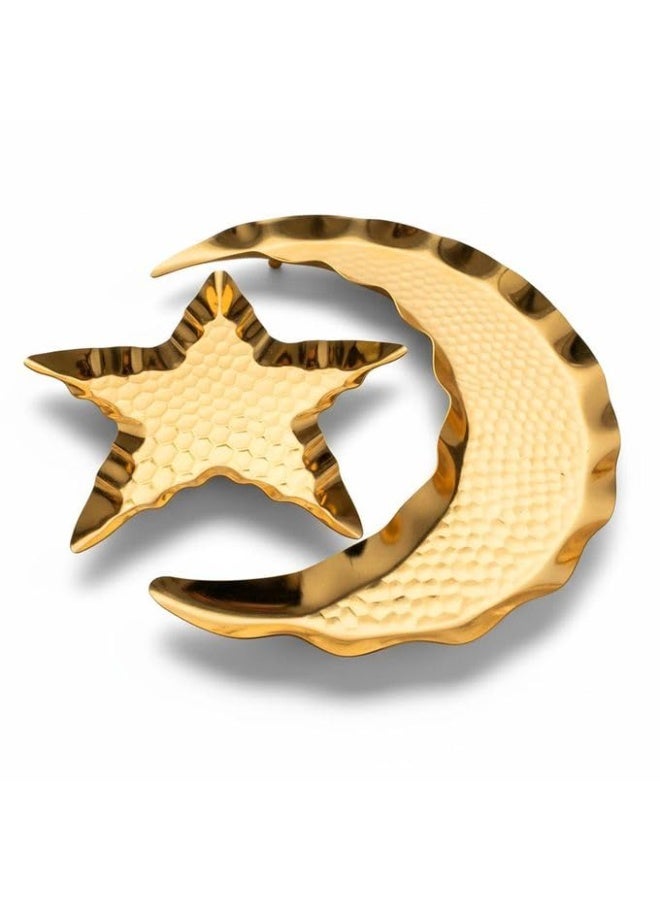 Islamic Moon and Star Shaped Serving Tray – Multi-Use Dessert Plate for Ramadan and Eid Decor - Image 1