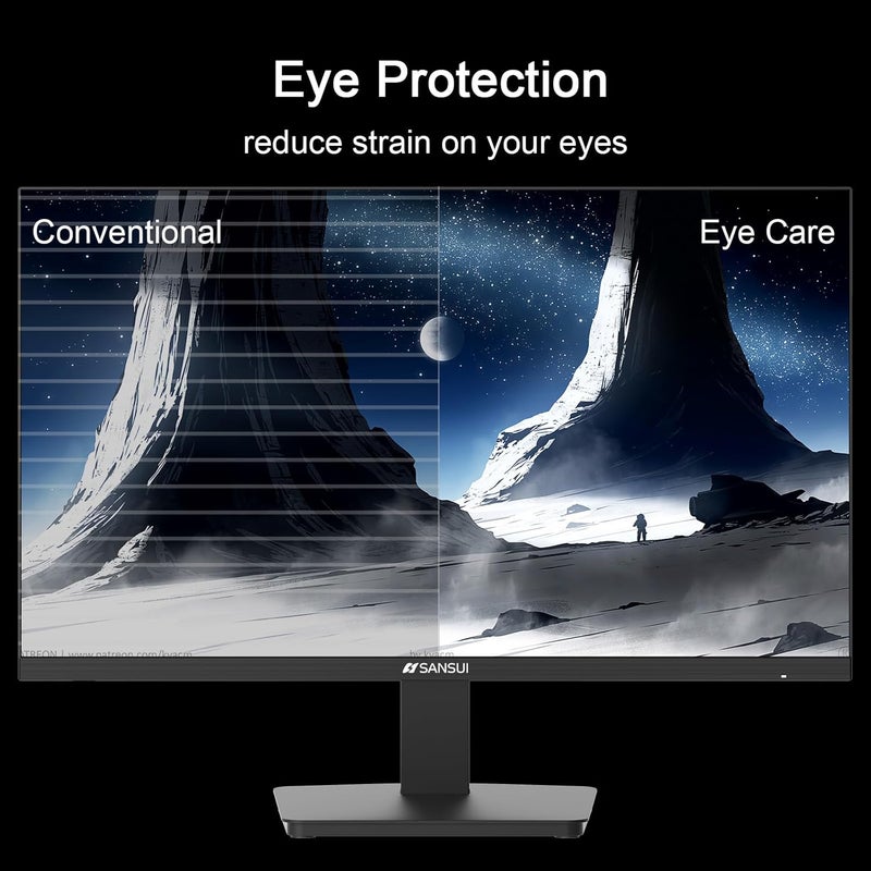 Sansui شاشة 27 بوصة، شاشة كمبيوتر IPS 100Hz بدقة Full HD 1920 x 1080P مع واجهة HDMI وVGA لرعاية العين بدون إطار 100 x 100mm VESA (ES-27X3AL، كابل HDMI متضمن) - Image 5