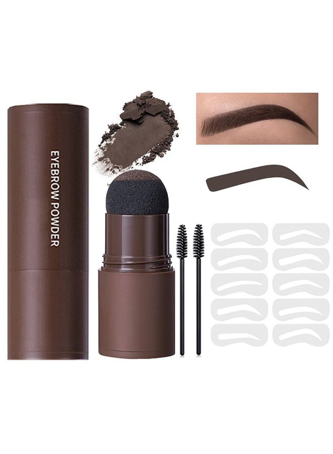 ibcccndc Eyebrow Powder, Template Set - One-step Eyebrow Shaping Kit For Pressing (With Waterproof Function) On The Eyebrows. Brow Shaping Agent That Provides Long-Lasting Results. Comes With 2 Eyebrow Brushes And 10 Reusable Eyebrow Templates 03#DARK BROWN - Image 1