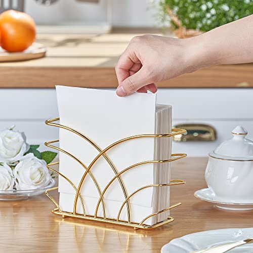 LEVIMETREE Napkin Holder for Table – Gold Iron Upright Napkin Dispenser for Paper Napkins, Napkin Dispenser for Kitchen Dining, Cocktail Picnic Bar Modern Kitchen and Dining Decor, Servilletero - Image 3