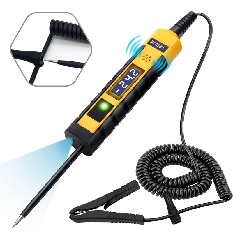 Awblin 4-75V Dc Automotive Test Light  Lcd Digital Light Tester With Voltmeter  Heavy Duty Circuit Tester With Polarity Indicate And Illuminating Lights  Fuse Voltage Tester Auto Electrical Tool - Image 1