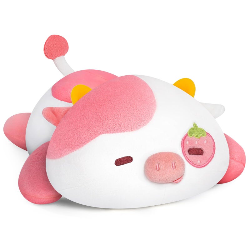 Mewaii لطيف البقرة وسائد فخمة Kawaii Plushies الفراولة البقرة محشوة اللعب اسفنجي بلوشيز عناق وسائد فخمة للبنين والبنات - Image 1