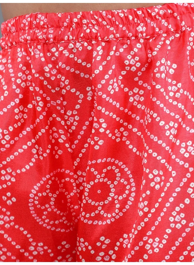 أيه كيه إس بلوزة غير متماثلة مطبوعة بأكس بانداني مع بالازو