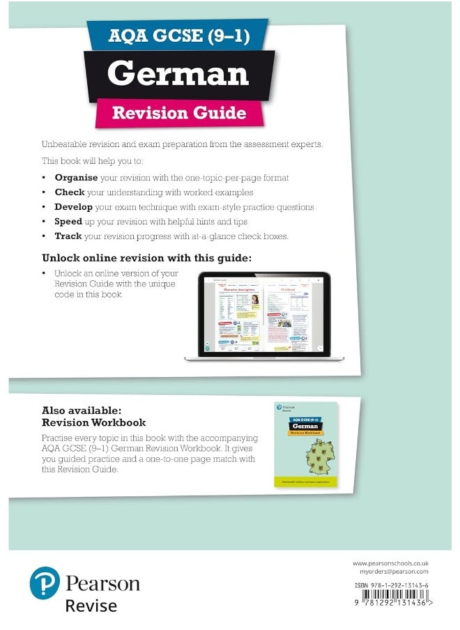 Pearson REVISE AQA GCSE (9-1) German Revision Guide : For 2024 and 2025 assessments and exams - incl. free online edition (Revise AQA GCSE MFL 16)