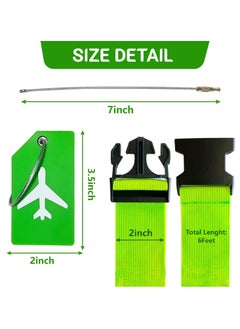 SYOSI Luggage Straps Set, 4pcs Travel Suitcase Straps with 4pcs Silicone Luggage Tags, Adjustable Suitcase Belts, Suitcase Tags with Name ID Card for Luggage Suitcase Travel Accessories Green  - Image 3