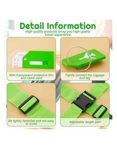 SYOSI Luggage Straps Set, 4pcs Travel Suitcase Straps with 4pcs Silicone Luggage Tags, Adjustable Suitcase Belts, Suitcase Tags with Name ID Card for Luggage Suitcase Travel Accessories Green  - Image 4