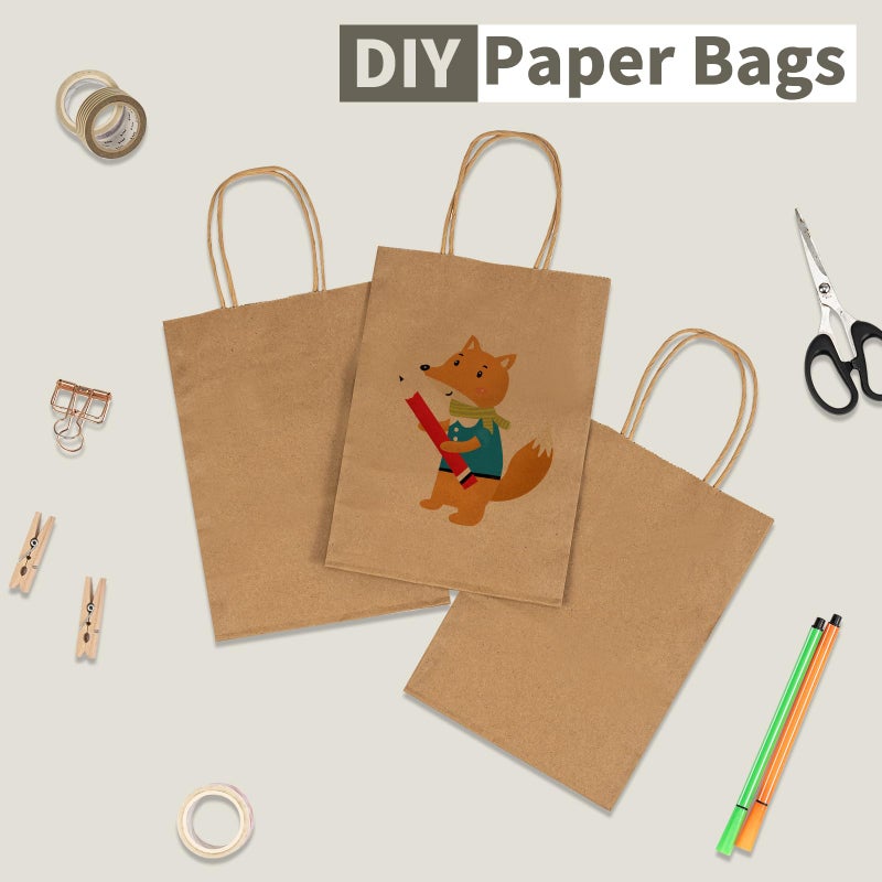 RACETOP 100 Pack 5.8x3.2x8.25 Inch Brown Kraft Paper Gift Bags with Handles - Bulk Small Plain Natural Bags for Birthday Party Favors, Grocery, Retail Shopping, Wedding, Craft, Goody, Takeouts, and Business - Image 5