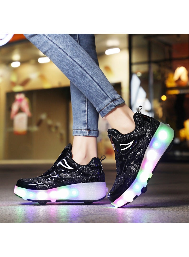 Loquat LED Flash Light Sneaker Skate Shoes with Wheels USB Charging Roller Skates Shoes - Image 4