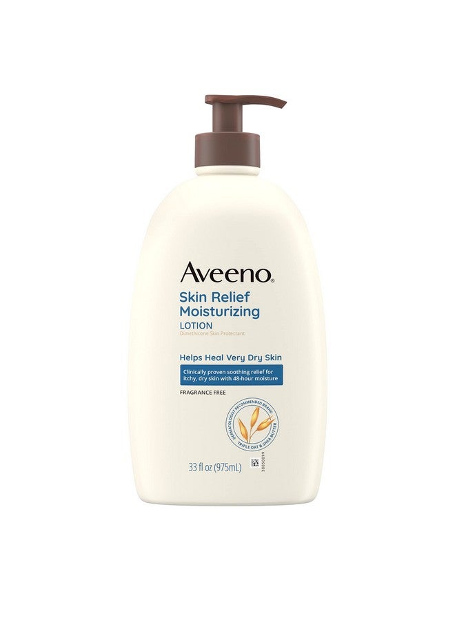 لوشن ترطيب أفينو سكين ريليف للبشرة شديدة الجفاف بتركيبة الشوفان الثلاثي المهدئة وزبدة الشيا، وواقي البشرة دايميثيكون يساعد على علاج البشرة الجافة والحكة، خالٍ من العطور، 33 أونصة سائلة - Image 1