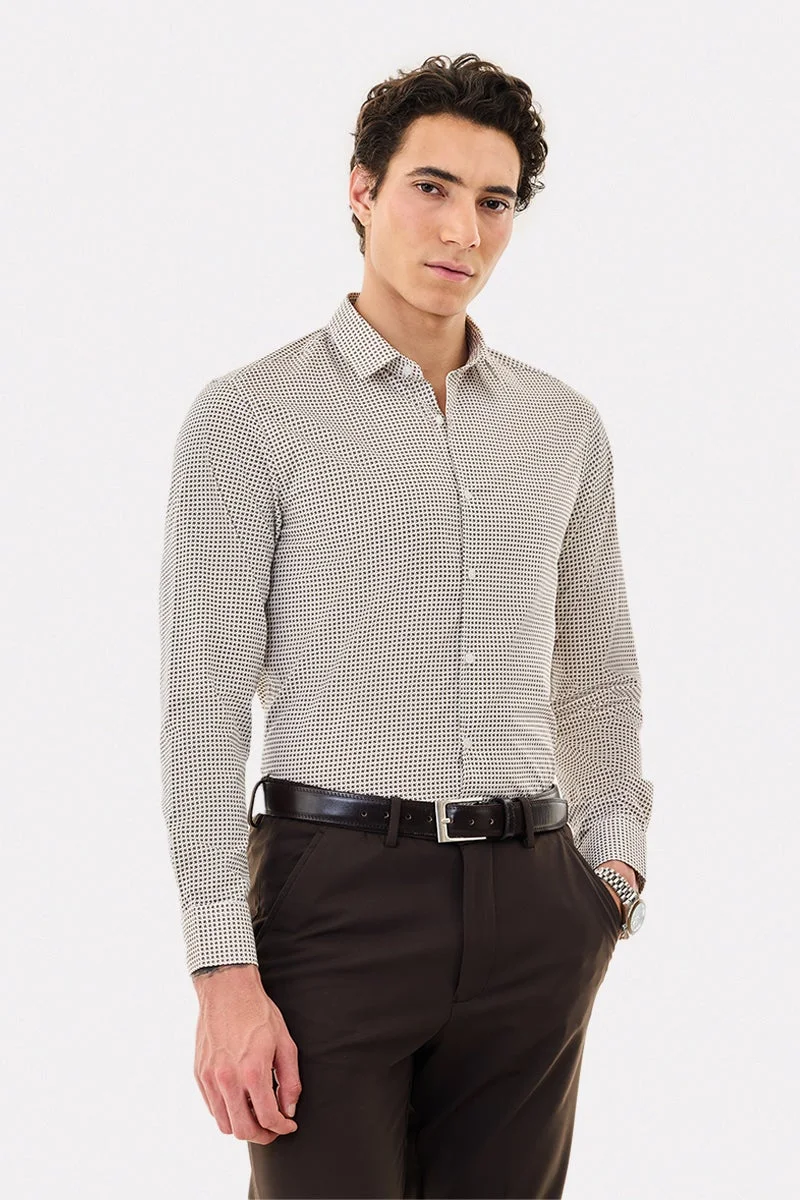 SNITCH 100% Cotton Geometric Slim Fit Shirt