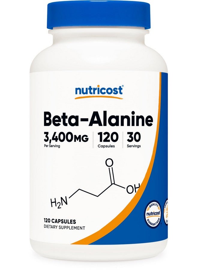 Nutricost Beta Alanine Capsules 3400Mg 120 Caps (30 Serv) Potent Beta Alanine Gluten Free & Non Gmo 850Mg Per Cap - Image 1