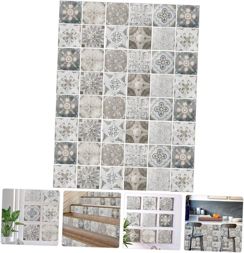 كلاراكو 96 قطعة من الملصقات المغربية الزخرفية القابلة للإزالة للمطبخ، مقاومة للماء، للسلالم، ملصقات مغربية للأرضيات والسلالم المنزلية، مقاومة للزيوت، ملصقات عتيقة، ملصقات جدارية قابلة للإزالة بنمط البلاط - Image 3