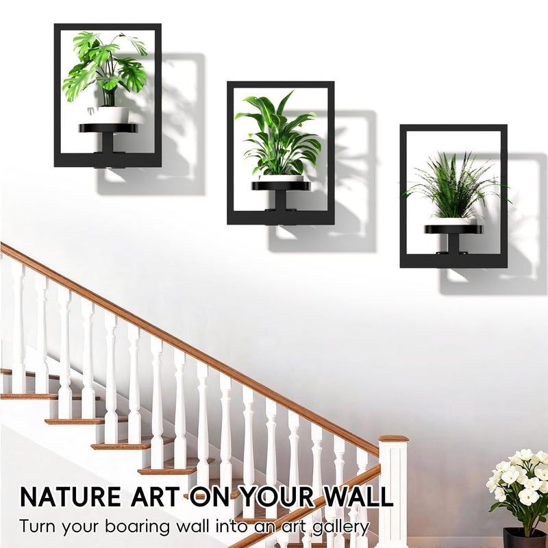 ALACOO Hanging Planters for Indoor Plants - Decorative Plant Frame & Sturdy Metal Wall Decor, Space Saving Wall Plant Holder for Living Room, Bedroom, Balcony, Office (Square-Black, 2Pcs) - Image 4