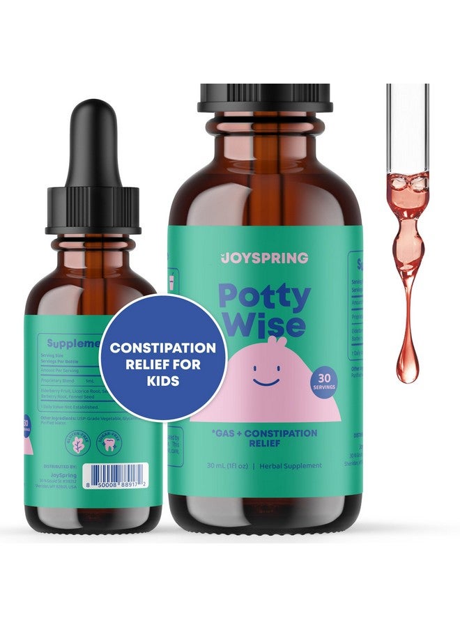 JoySpring Potty Wise Drops - Natural Constipation Relief for Kids & Toddlers - Elderberry, Licorice Root Extract, Fennel Seed & Senna - Sugar-Free Vegan Liquid Blend Supplement (1 fl oz) 30 Servings - Image 1