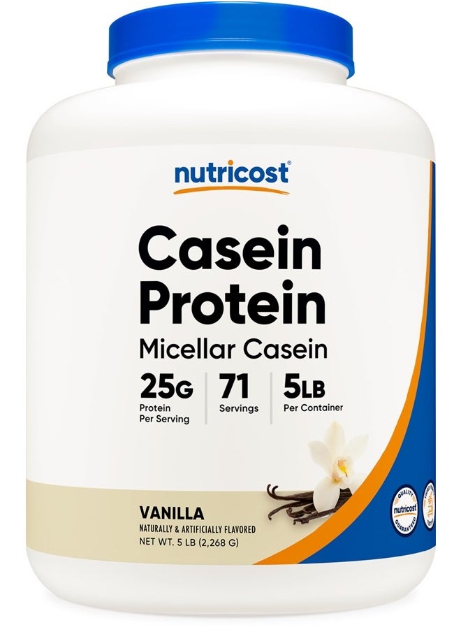 Nutricost - Casein Protein Powder 5lb Vanilla - Micellar Casein, Gluten Free, Non-GMO - Image 1