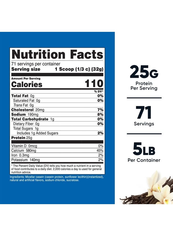 Nutricost - Casein Protein Powder 5lb Vanilla - Micellar Casein, Gluten Free, Non-GMO - Image 1