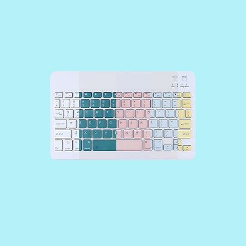 Bluetooth Keyboard Mouse Set for iPad Tablet Mobile Phone Mini Keyboard with Pinyin Keys Office Computer Accessories 10-inch Misty Blue