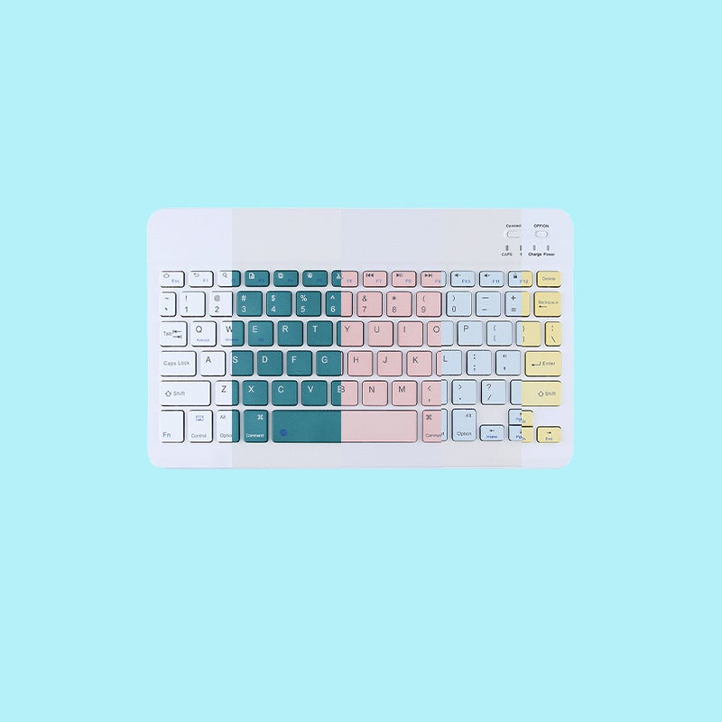 Bluetooth Keyboard Mouse Set for iPad Tablet Mobile Phone Mini Keyboard with Pinyin Keys Office Computer Accessories 10-inch Misty Blue