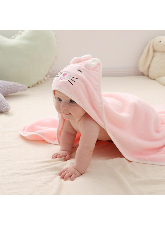 MiniMe Organic Bamboo Hooded Baby Bath Towel Set | 6–36 Months | Pink | 100% Organic Bamboo Cotton Blend | Ultra-Soft & Highly Absorbent Hooded Towel with Bunny Ear Accents | Hypoallergenic - Image 3
