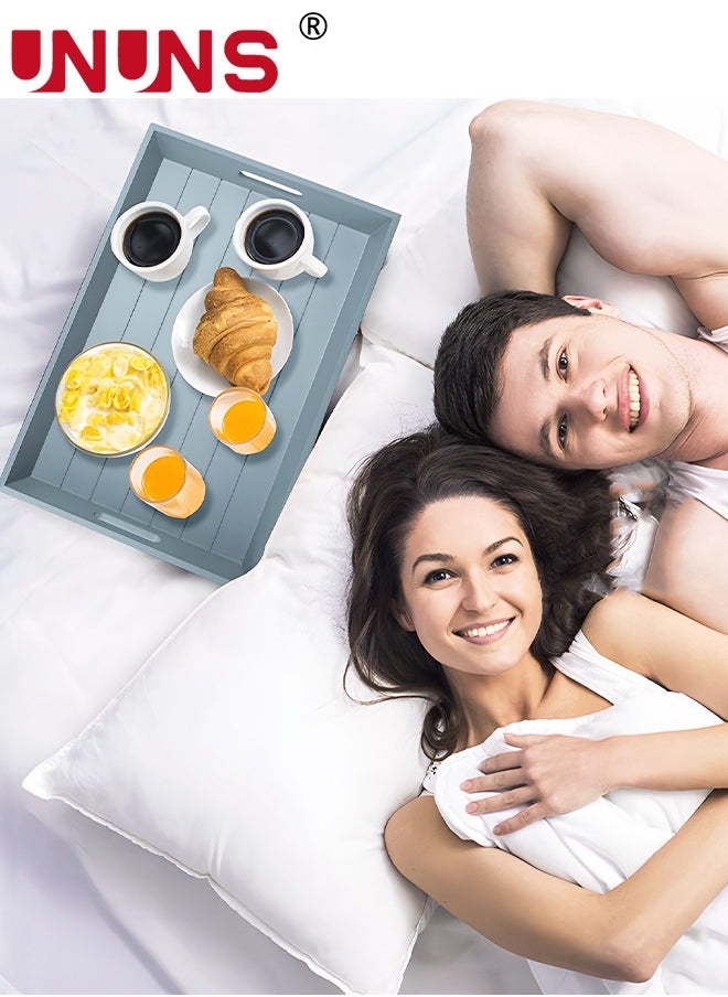 UNUNS - Foldable Bed Tray Table,Grey Portable Serving Platters Tray With Handles And Folding Legs,Serving Tray For Bed,Sofa,Kitchen,Eating,Working - Image 1