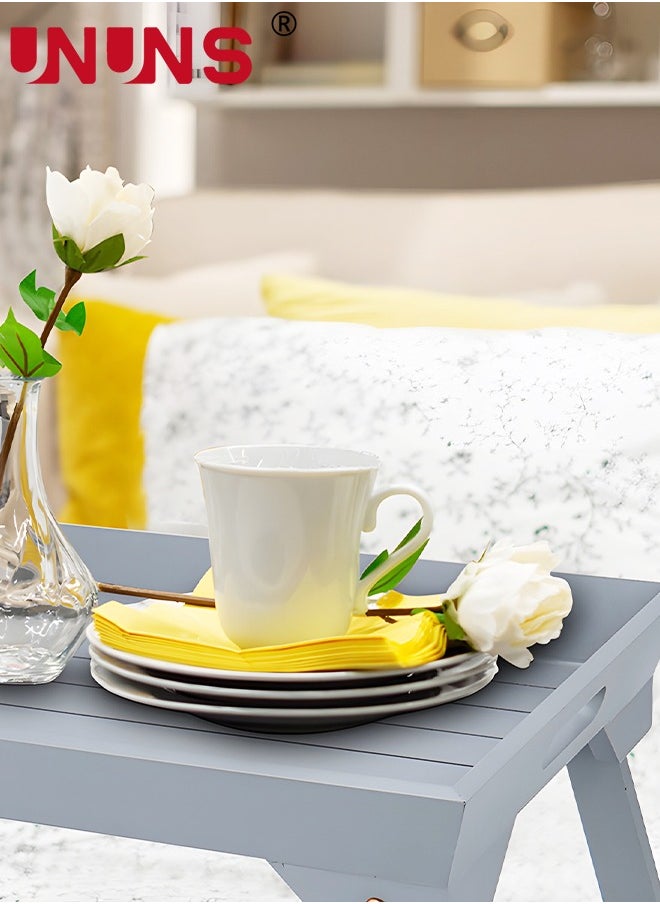 UNUNS - Foldable Bed Tray Table,Grey Portable Serving Platters Tray With Handles And Folding Legs,Serving Tray For Bed,Sofa,Kitchen,Eating,Working - Image 1