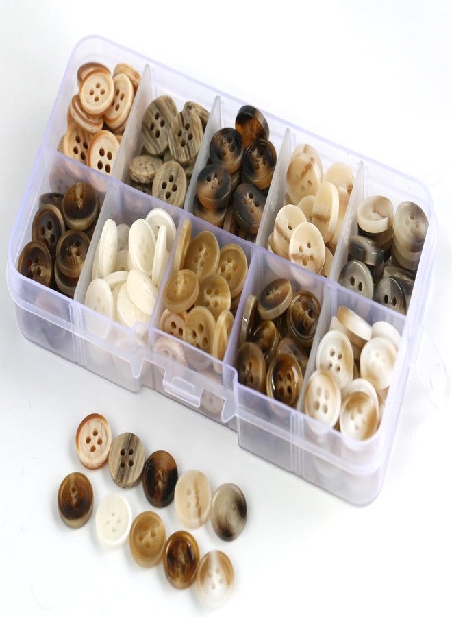 GANSSIA 250pcs 15/32 Inch(11.5mm) Small Size Round Resin Buttons 4-Hole Flatback 10 Colors Buttons for Shirts Blouse Garments DIY Crafts with a Plastic Box (Each Color 25 pcs) - Image 1