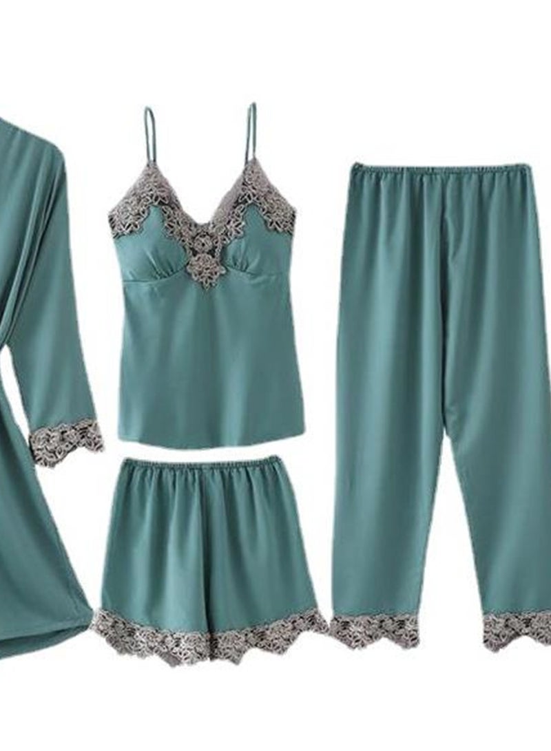 5pcs pajamas ladies home wear silky pajamas set - Image 3