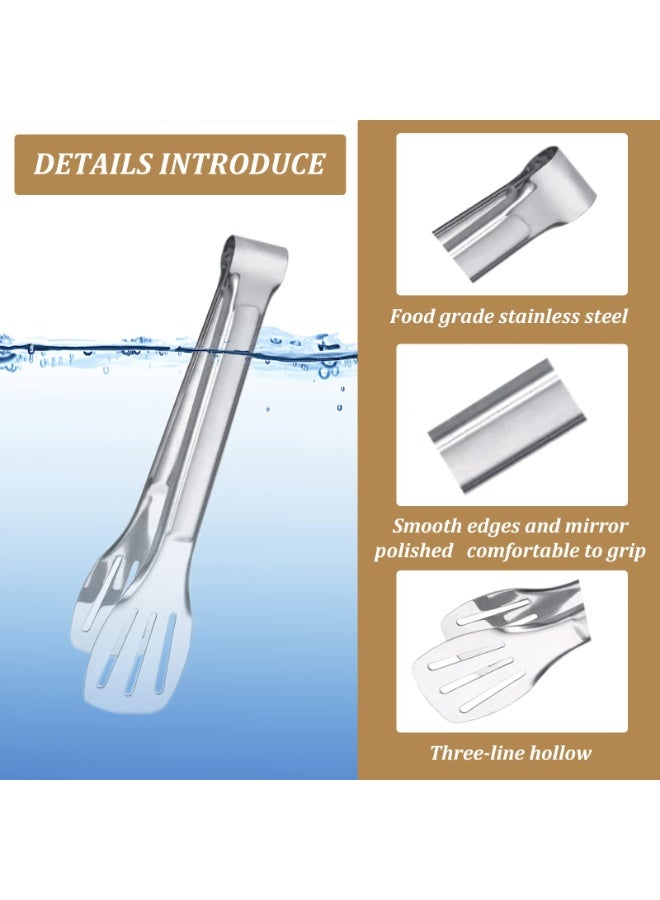 6PCS Serving Tongs, 7Inch Buffet tongs, Stainless Steel Food Tong Small Serving Utensils for Cooking, Entertaining, Salad, Barbecue, Buffet, Toast and Steak by (Stainless buffet tongs) - Image 4
