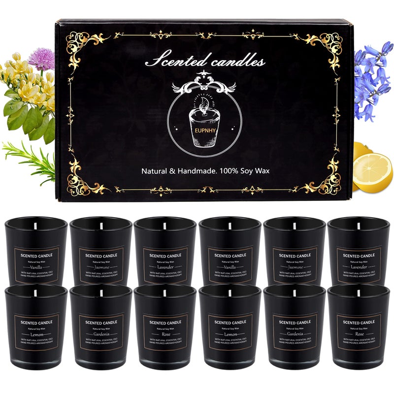 EUPNHY 12 Pack Scented Candles Gift Set 2.5oz Strong Fragrance Aromatherapy Jar Candle Set Soy Wax Decorative Candles for Home Scented Candles Best Gifts for Women. - Image 1