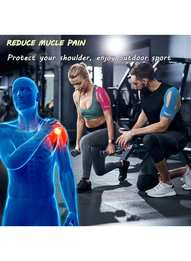 olayks 12 PCS Kinesiology Tape, Relieve Shoulder Pain, Original Cotton Waterproof & Breathable, Enhance Elastic Sports, For Pain Support And Muscle Sports (Three Different Colors) - Image 4