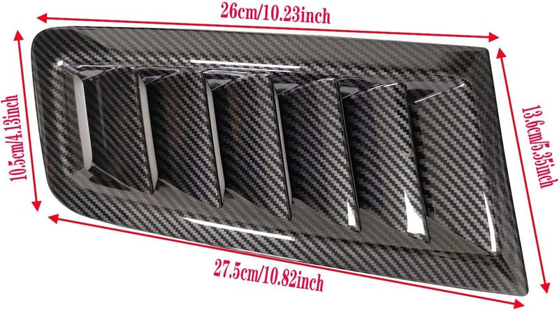 GSRECY Universal Hood Vent Scoop Kit Air Flow Intake Louvers Hood Trim Cover Compatible with Focus RS ST MK2 Style (Carbon Fiber Look) - Image 5