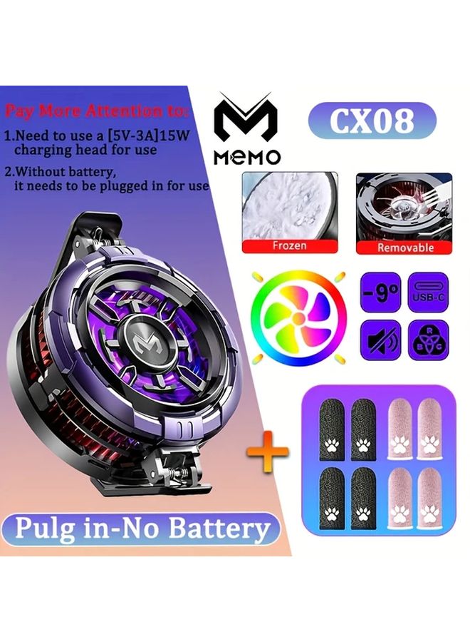 MeMo CX08 Phone Cooler Semiconductor Magnetic Back Clip RGB Lights 5V 9V 3A - Image 1