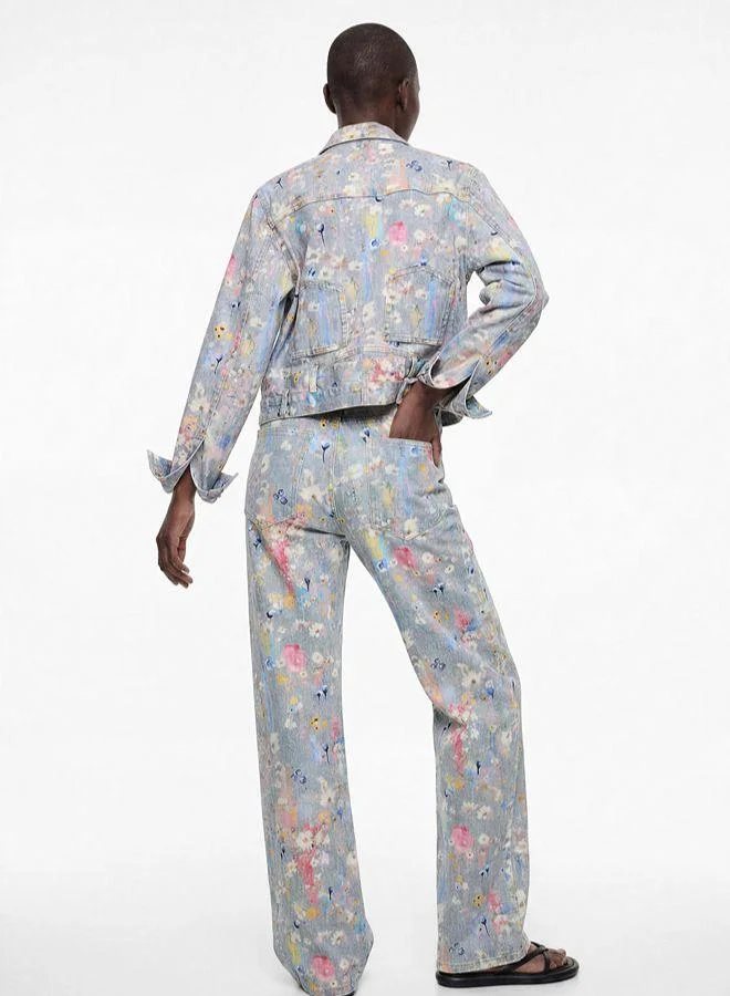 Desigual Blue Printed Denim Jacket for Women | Best Price UAE