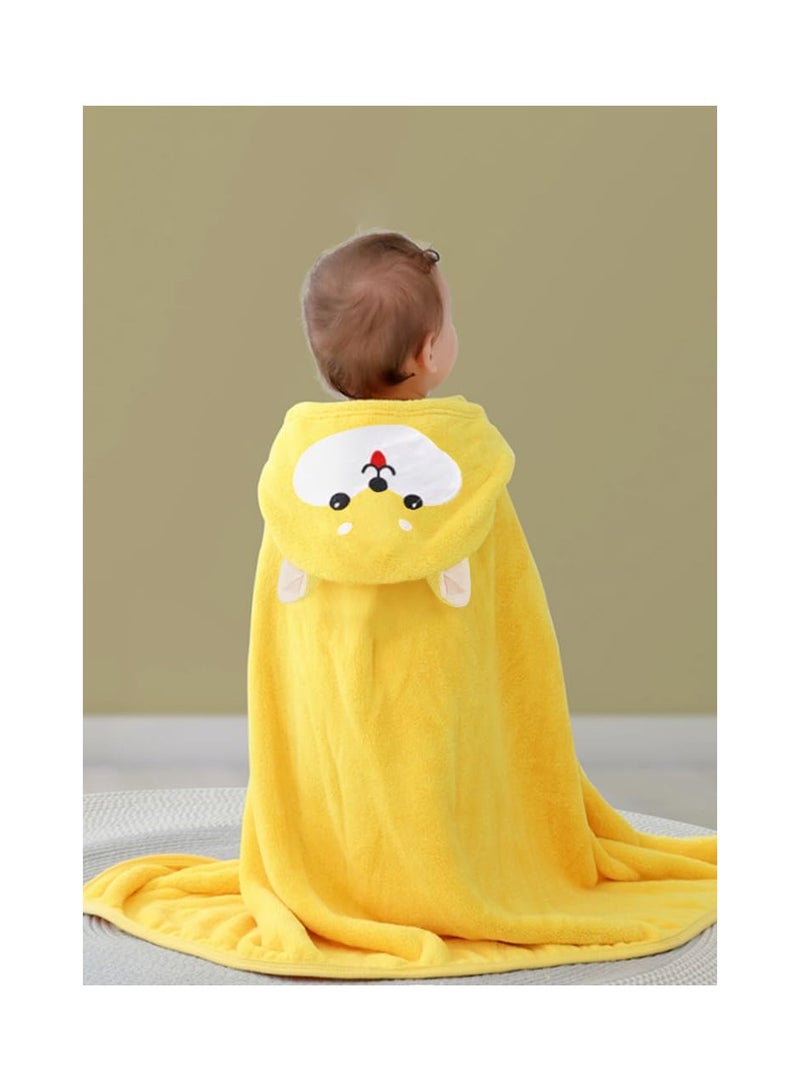 SOLARAE Baby Bath Towel with Hood, 70*140cm Ultra Soft Highly Absorbent Bathrobe Blanket Toddlers Bathrobe, Washcloth Set with Cute Animal Design for Baby Girls Boys 0-3 Years - Image 2