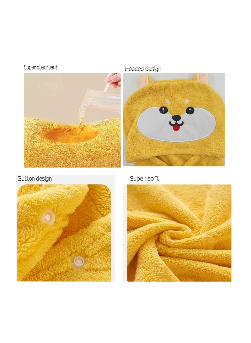 SOLARAE Baby Bath Towel with Hood, 70*140cm Ultra Soft Highly Absorbent Bathrobe Blanket Toddlers Bathrobe, Washcloth Set with Cute Animal Design for Baby Girls Boys 0-3 Years - Image 5