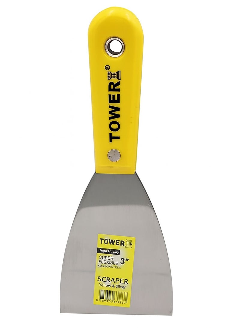 Tower سكين مفصل مرن للجص، الأسمنت، الجدران الجافة مع مقبض مريح، سكين تعبئة، مكشطة إزالة الطلاء، بناء قوي ودائم للتزيين، التشطيب، التجبير، التعبئة، 3 بوصة - Image 1