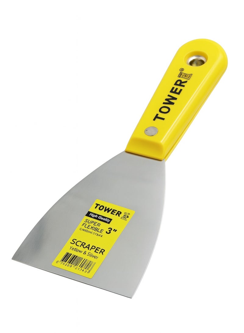 Tower سكين مفصل مرن للجص، الأسمنت، الجدران الجافة مع مقبض مريح، سكين تعبئة، مكشطة إزالة الطلاء، بناء قوي ودائم للتزيين، التشطيب، التجبير، التعبئة، 3 بوصة - Image 2