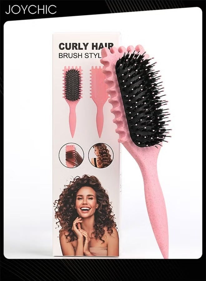 Joychic فرشاة تحديد التجاعيد فرشاة تصفيف خفيفة الوزن محمولة للسفر فرشاة شعر للنساء وردية - Image 1