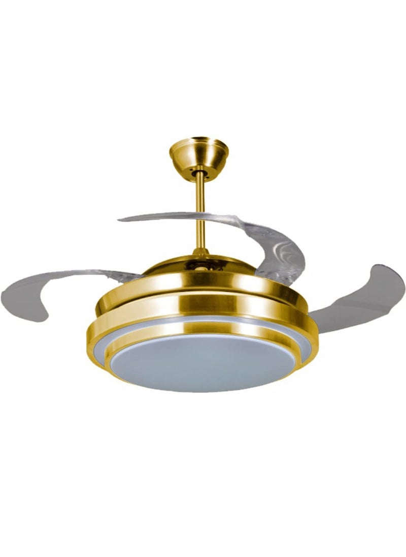 MODI - MODI 42 inch temperture ceiling fan with LED Light Kit remote controlmodern blade noiseless copper motor dimming and color temperature adjustment 3-speed tricolor adjustable (GOLD) - Image 1