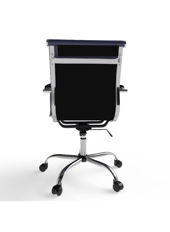 Mahmayi Modern UL UT-C031L Low Back PU Office Chair Ergonomic Chair with Adjustable Height, Fixed Arms and Tilt Lock Ideal for Home and Office - Blue - Image 2