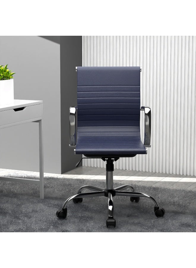 Mahmayi Modern UL UT-C031L Low Back PU Office Chair Ergonomic Chair with Adjustable Height, Fixed Arms and Tilt Lock Ideal for Home and Office - Blue - Image 5