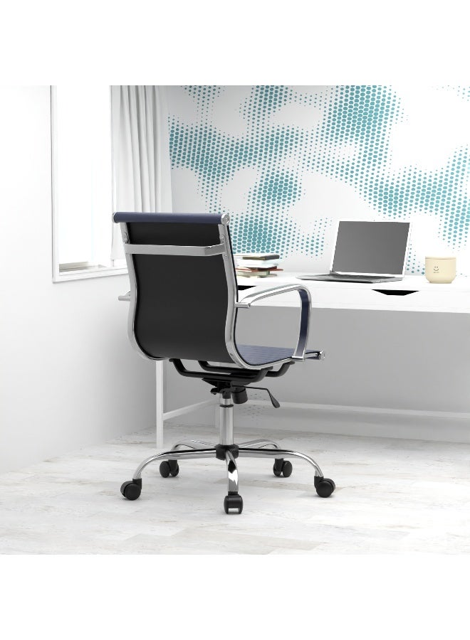 Mahmayi Modern UL UT-C031L Low Back PU Office Chair Ergonomic Chair with Adjustable Height, Fixed Arms and Tilt Lock Ideal for Home and Office - Blue - Image 4