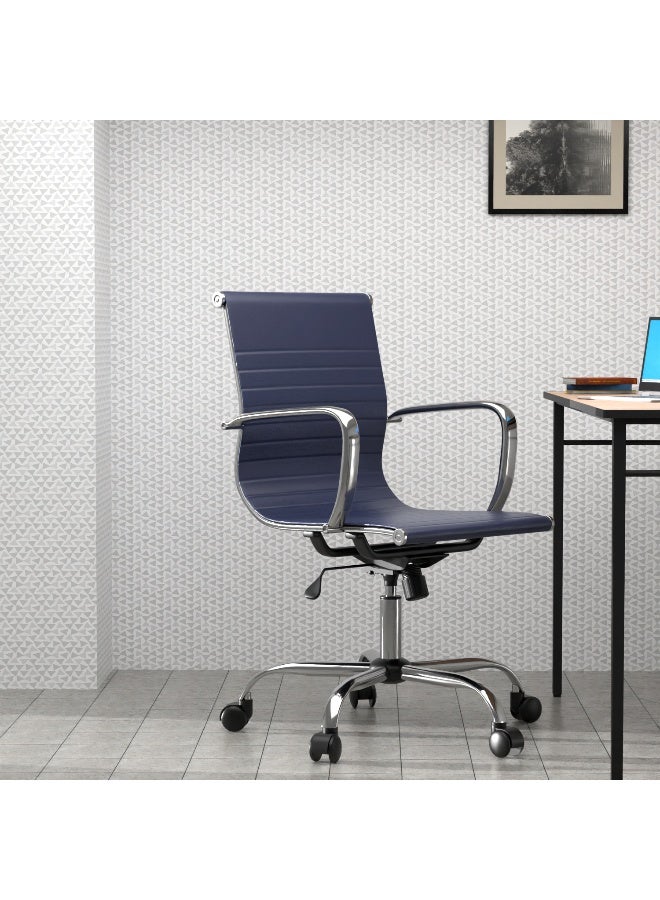 Mahmayi Modern UL UT-C031L Low Back PU Office Chair Ergonomic Chair with Adjustable Height, Fixed Arms and Tilt Lock Ideal for Home and Office - Blue - Image 3