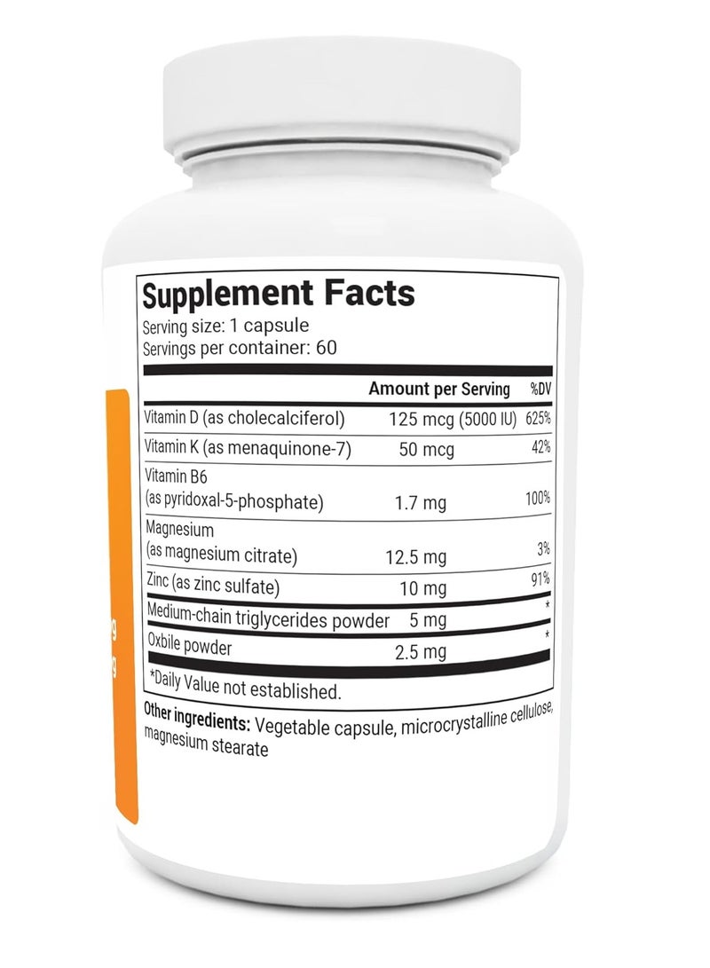 D3 K2 Vitamin 5000IU Vitamin D 50mcg Vitamin K 60 Capsules