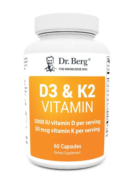 D3 K2 Vitamin 5000IU Vitamin D 50mcg Vitamin K 60 Capsules