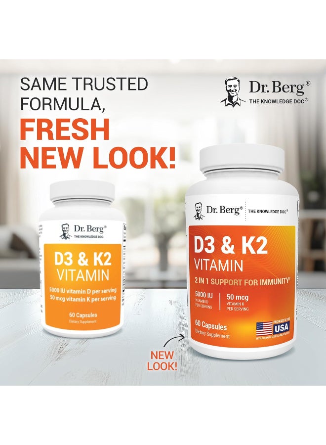 Dr.Berg D3 K2 Vitamin 5000IU Vitamin D 50mcg Vitamin K 60 Capsules - Image 3