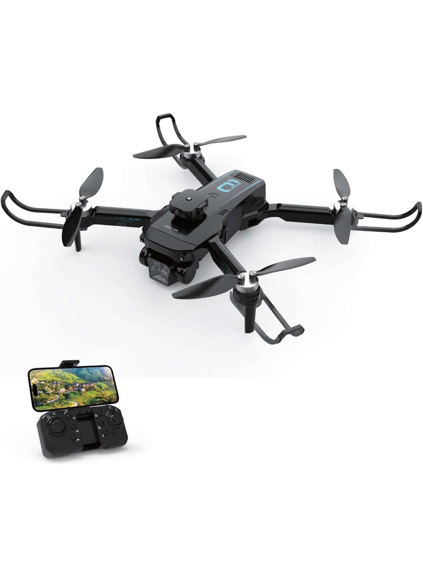Green Lion G780RC Suitable For Kids & Adult Drone, HD Photo & Video, 25 Fps, 2000mAh Battery, 12 minutes Flight Time,150m Control Distance, One-Key Return, Obstacle Avoidance for Gift,Toy - Gray